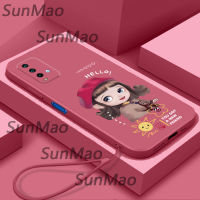 For เคสโทรศัพท์ Redmi 9T เสื้อโค้ทสาว Softshell ขอบตรง