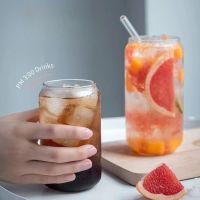 【CW】☸  300ml/550ml Glass Cup Cola Cold Drink with Lid Juice Beer Can