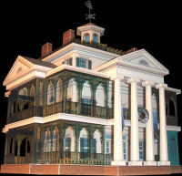 30cm Haunted House New Orleans Square Paper Model with Courtyard Door