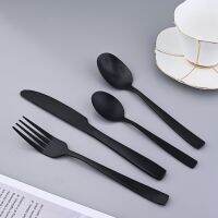 AJOYOUS 16/24Pcs Black Cutlery Set 304 Stainless Steel Matte Tableware Knife Forks Tea Spoon Dinnerware Western Kitchen Utensils