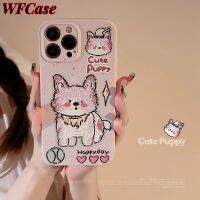 WFCase สำหรับ iPhone 14 Pro Max Plus 13 Pro Max 12 Pro Max 11 Pro Max เคสโทรศัพท์เจลลี่จูงสุนัขลายการ์ตูนสีม่วงเถา