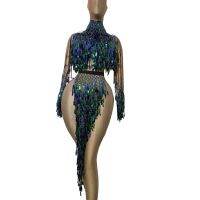 【YD】 Latin Costume Sequin Fringe Tassel Outfit for Ballroom Competition Dresses Night Clubwear