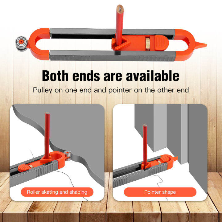 profile-scribing-ruler-contour-gauge-with-pen-adjustable-locking-multifunction-woodworking-measuring-gauge-measurement-tools