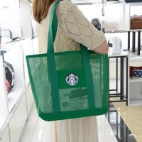 Starbuck กระเป๋าพกพากระเป๋า Star Ice Rice กระเป๋าผ้าใบกระเป๋าสะพายไหล่กระเป๋าอาหารกลางวันกระเป๋าสะพายคลัทช์
