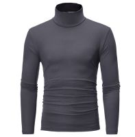 Winter Mens Warm Half High Collar Fashion Thermal Underwear Men Mock Neck Basic T-shirt Black Blouse Pullover Long Sleeve Top