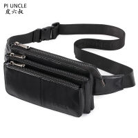 Men waist bag genuine cow leather vintage small fanny pack Male waist Pack travel chest bag for cell phone Pouch belt bag man