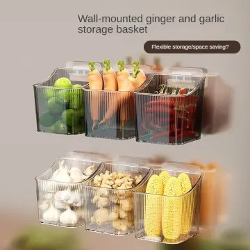 1pc Plastic Woven Basket For Ginger & Garlic Storage Kitchen
