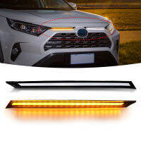 LED ไฟทำงานกลางวันสำหรับโตโยต้า RAV4รถเครื่องยนต์ฮู้ด Vent ปกตกแต่ง DRL 2019 2020 2021เลี้ยวโคมไฟ