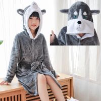 Kigurumi Husky เสื้อคลุมอาบน้ำชุดคลุมอาบน้ำสำหรับเด็ก,เสื้อคลุมผ้าเช็ดตัวสำหรับเด็ก Baju Piyama Anak Laki Laki ยูนิคอร์นสัตว์ฤดูใบไม้ร่วงฤดูหนาวชุดนอนเด็ก