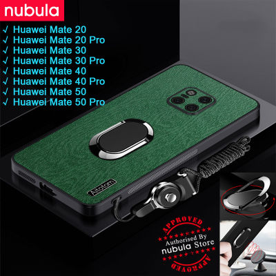 NUBULA เคสโทรศัพท์ Huawei Mate 20 Pro Mate 30 Pro,เคสผิวเปลือกไม้หนังรู้สึก Hp Mate 40 Pro ขาตั้งสายคล้องมือโทรศัพท์มือถือฟรีเคสกันกระแทกหลังรถสำหรับ Huawei เมท50 Pro
