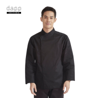 dapp Uniform เสื้อเชฟทอมมี่แขนยาว Tommy Black Longsleeves Chef Jacket with Press Buttons สีดำ (TJKB1009)