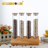 Creative Wooden Coffee Beans Flower Tea Display Rack Stand Cereals canister Glass Test Tube sealed Storage Decorative Ornaments