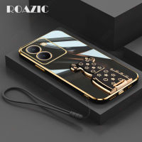 ROAZIC เคสมือจับสำหรับโทรศัพท์มือถือหมีสำหรับ VIVO Y27 5G พร้อมสายคล้องปลอกโลหะซิลิโคนนิ่มที่ยึดด้านหลังกันกระแทก