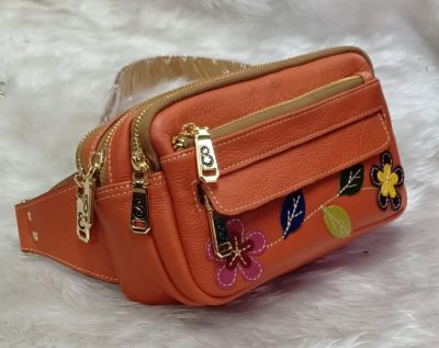 ์N28405,กระเป๋าคาดเอวเงินล้าน8นิ้ว,กระเป๋าคาดอก,GPBAGS,กระเป๋าแต่งลายดอกไม้