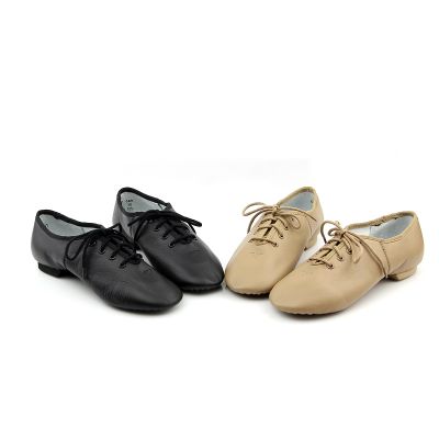 hot【DT】 Leather up Oxford Sandals Jazz Shoes Ballet Jazzy Dancing Tie Up Split Sole Textile Excercise Gym