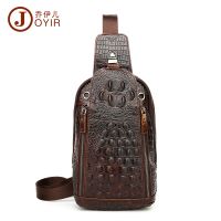 [COD] layer cowhide crocodile mens bag genuine leather chest fashion shoulder Messenger cross-border wholesale
