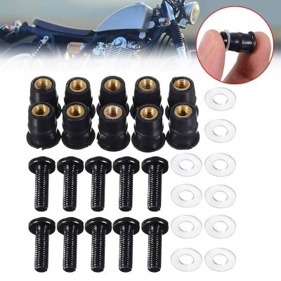 New Arrival 10pcs/set Motorcycle Windshield M5x16mm Screws Black M5 Rubber Nuts Neoprene Set 5mm Nails  Screws Fasteners