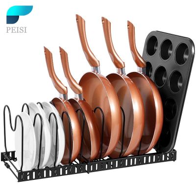 [Hot K] PEISI หม้อและตัวจัดการกระทะราวแขวนหม้อสำหรับตู้ที่จับในห้องครัวกระทะหม้อฝากล่องชุดเครื่องครัว10ช่อง