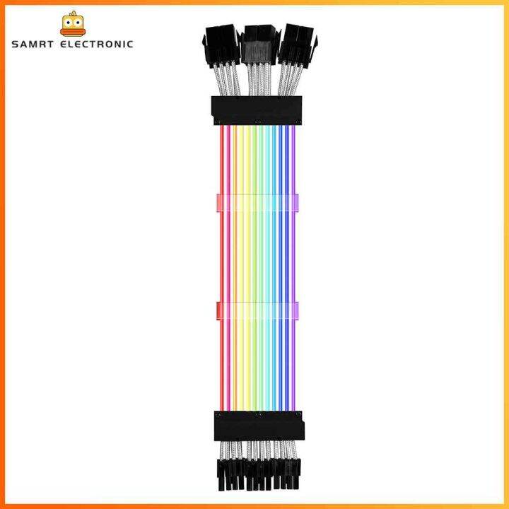PC Case PSU Extension RGB Cable ATX 24Pin + PCI-E GPU 8Pin Neon Color ...
