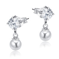 100% PURE 925 SILVER GORGEOUS PEARL WITH CZ STONES EAR STUD STS-4877. PERFECT FOR DAILY WEAR AND GORGEOUS FOR SPECIAL EVENT.