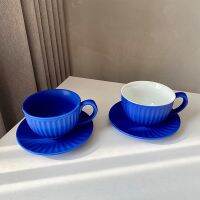 Klein Blue Coffee Cup and Saucer Set Latte Flower Cup Personality Couple Water Cup Pull Flower Cup Exquisite Afternoon Tea