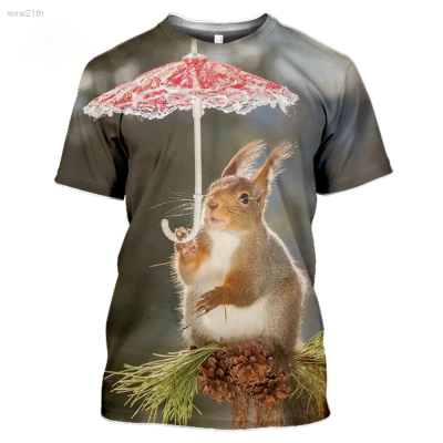 2023 Casual Short Sleeve T-shirt 3d Printed Cute Squirrel Fun Animal Pattern Summer Fashion Pullover Unisex