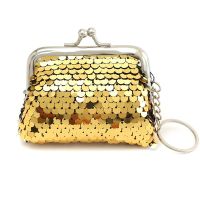 ▧ Women Paillette Mini Coin Purse Female Clutch Bag Metal Hasp Change Keychain Key Access Card Holder Small Wallet Money Bag