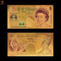 British Colorful Gold Banknote 5 Pound Replica Paper Money Euro Banknotes Collection For Souvenir Gifts