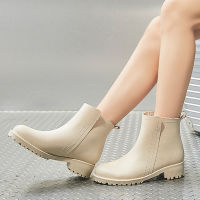 Womens Ladies Rain Boots Wear Non-Slip Low-Top Rain Boots Waterproof Non-Slip Temperament Casual Martin Boots