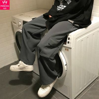 【3 Color】Mens Cargo Pants Men Casual pants Loose Wide Leg Pant Hip Hop Harajuku Streetwear Male Straight Cut pant Jogger Sweatpant Korean Fashion Mens Trousers Slacks