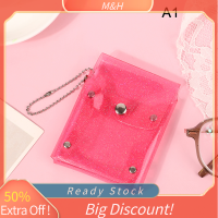 ?【Lowest price】MH กระเป๋าใส่เหรียญแฟชั่นมีกลิตเตอร์ใสกระเป๋า PVC ใส่นามบัตรรูปภาพสำหรับสาวๆพวงกุญแจกระเป๋าใสขนาดเล็ก