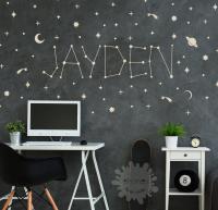 Space Name Wall Decal Custom Name Sticker Personal Stars Kidsroom Kids Name Galaxy Trendy Style Boys Room/zodiac