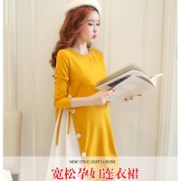 Women Irregular Midi Dress Maternity Long Sleeved Dresses