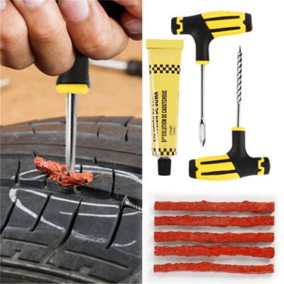 【LZ】xhemb1 Tire Repair Tools Kit Car Tubeless Tyre Tire Puncture Repair Plug Repair Tool With Rubber Strips For Cars Motorcycle Truck RV