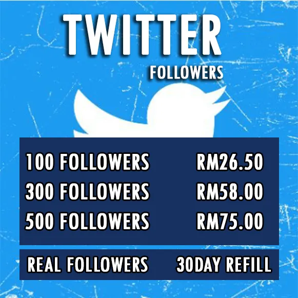 Twitter Followers Real User 30 days Refill Lazada