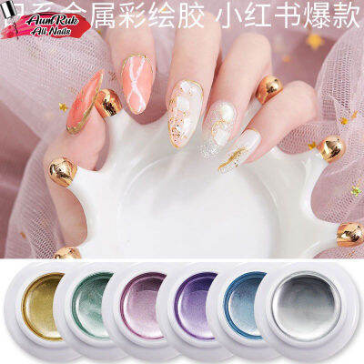 สีเจลตัดเส้น Metal gel polish สำหรับเพ้นท์ สีเมทัลลิค สีเพ้นท์เจล สีกระจก เงาวิ้ง เงามาก กระปุก 3g.