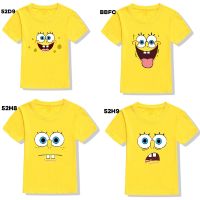 SpongeBob เสื้อยืดแขนสั้นเด็กเด็กผู้ชายเด็กผู้หญิงฤดูร้อนเสื้อใส่สบาย