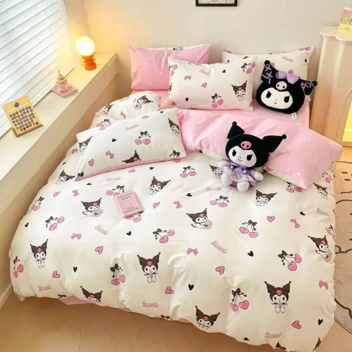 Kuromi Hello Kitty Pure Cotton Bedding Three-Piece Set Sanrio My Melody ...