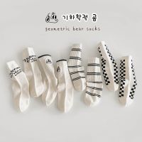 2022 Autumn Kids Socks 4 Pairs/lot Korean Cartoon Baby Boys Girls Cotton Socks Spring 1-12Years Children Sports Socks