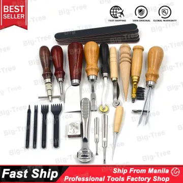 31pcs Leather Sewing Tools DIY Leather Craft Hand Stitching Kit with Groover Awl Waxed Thimble