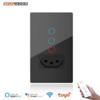 Wifi Smart Tuya zil Paralela สวิตช์ไฟผนังซ็อกเก็ตปลั๊กบราซิล sil Outlet แผงกระจกอัจฉริยะ Alexa Home