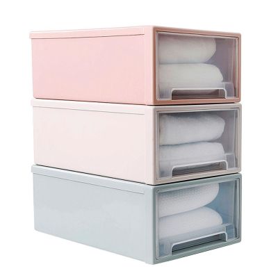 Household Plastic Transparent Stackable Drawer Storage Box Container Organizer Sundries Storage Basket Underwear Storage Bag