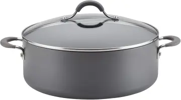 Circulon Radiance 10 qt. Hard-Anodized Aluminum Nonstick Stock Pot in Gray with Glass Lid