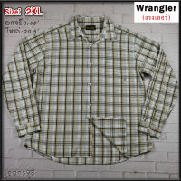 Wrangler®แท้ อกจริง 49 ไซส์ 2XL เสื้อเชิ้ตผู้ชาย แรงเลอร์ แขนยาว สีครีม