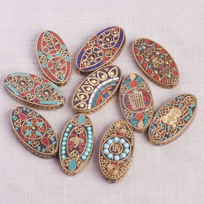 【CW】◎✐۩  1pcs Big Oval 55x28mm Nepalese Tibetan Buddhist Metal Clay Loose Beads Necklace Jewelry Making