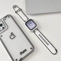 HOT QPAPSLOWPAH 607สายรัดเคสลายการ์ตูนสำหรับสายคาด Apple Watch 44 45 41มม. 38 42 40มม. ซิลิโคนแบบนุ่มน่ารักสำหรับ IWatch Series 8 7 SE 6 5 4