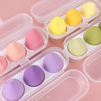 3Pcs Water Drop Shape ฟองน้ำแต่งหน้าพร้อมกล่องผสมเครื่องสำอางพัฟ Fac Foundation Powder Soft Puff Make Up Beauty Tools