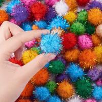 Colored Glitter Balls Pompom Furry Balls Christmas Pom Poms Kids DIY Pompones Craft Supplies Handmade Decoration Materials
