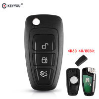 KEYYOU 433เมกะเฮิร์ตซ์4D63ชิป3ปุ่มเปลี่ยนพลิกพับรถกุญแจรีโมท Keyless E Ntry Fob สำหรับฟอร์ด Mondeo โฟกัส C-MAX S-Max