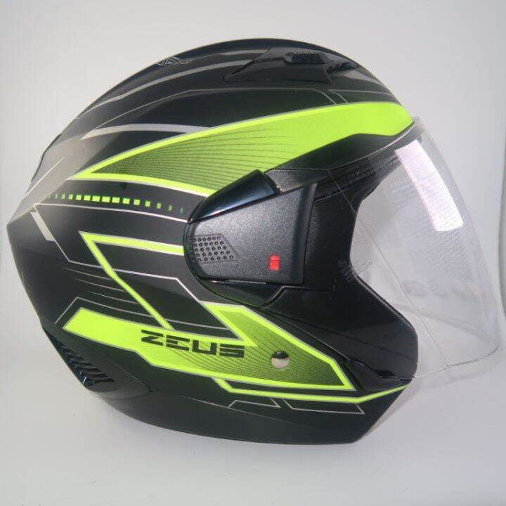 Helm Half Face Zeus 611 Techno Green Lazada Indonesia